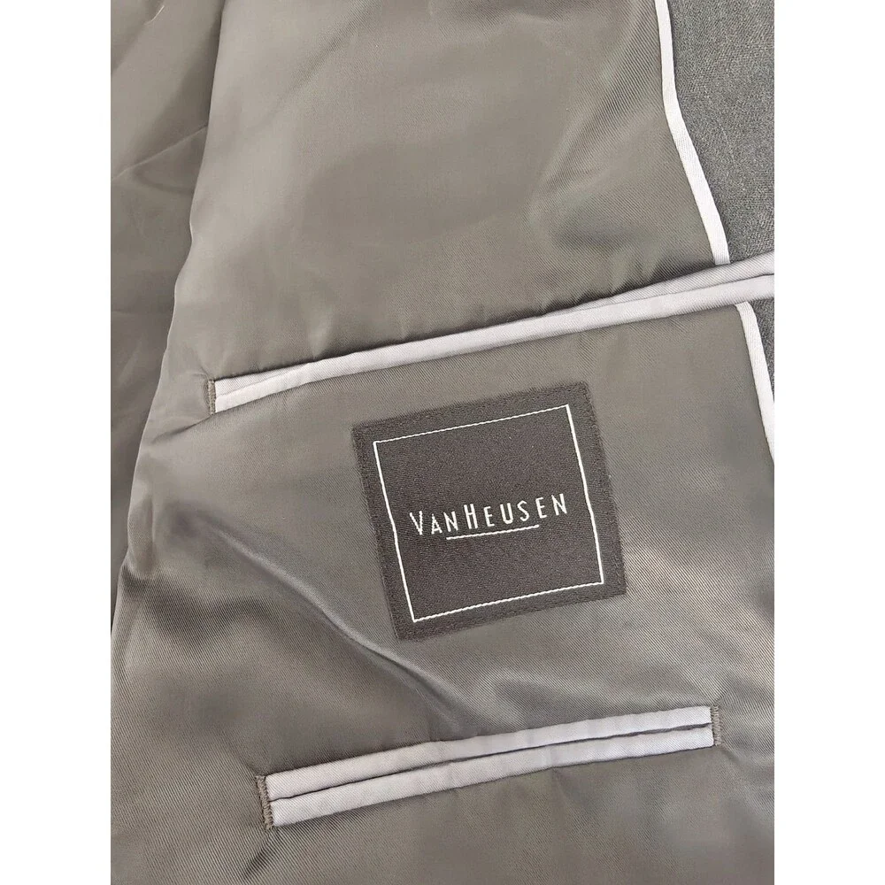 Van Heusen 48R Gray Suit Jacket Men's 2 Button Dress Blazer Classic Fit